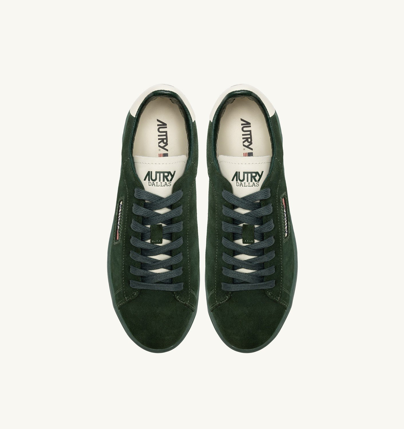 DALLAS LOW SNEAKERS IN MARSHMALLOW AND BOTTLE GREEN SUEDE - 7