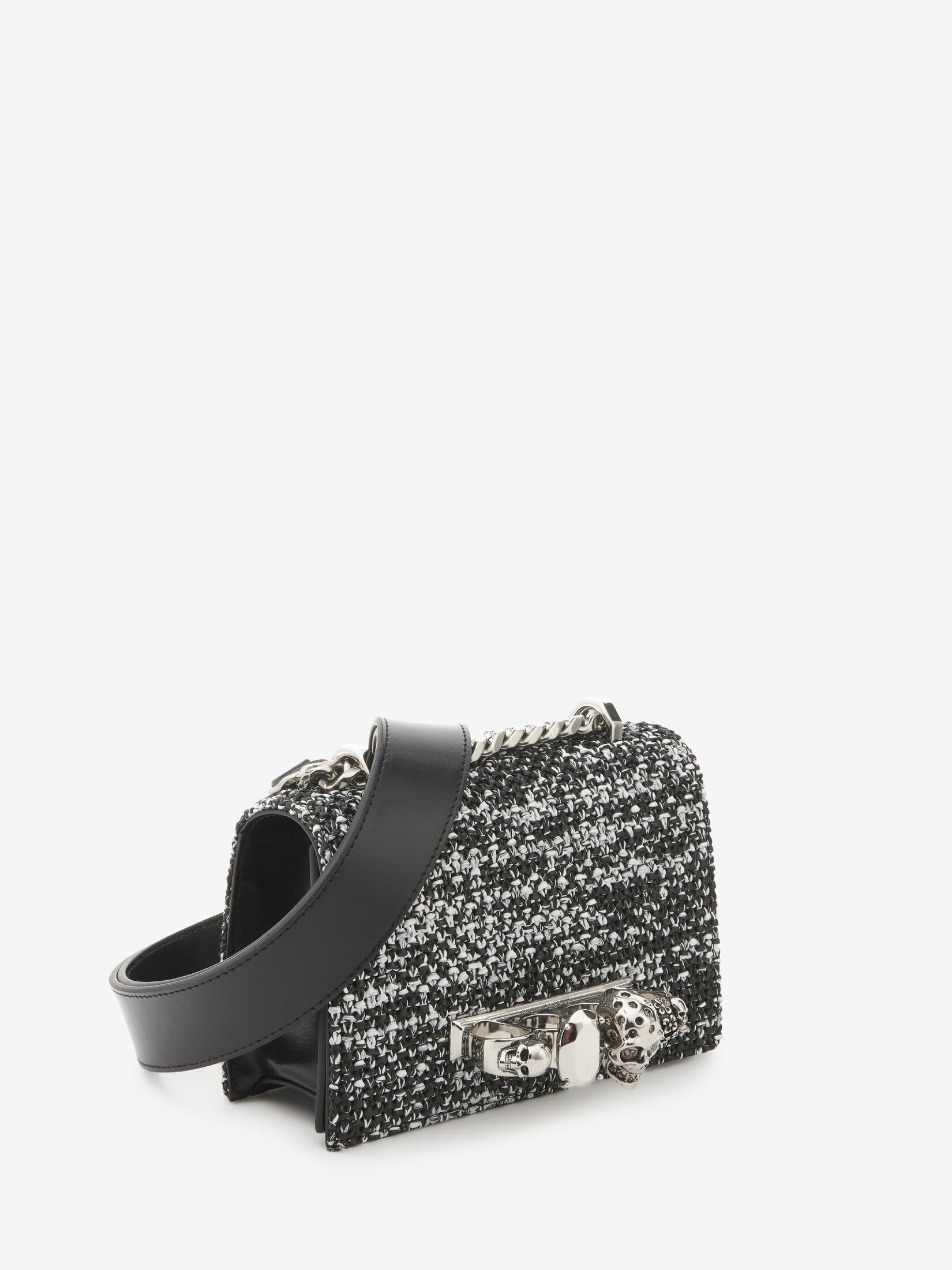 Women's The Biker Mini Jewelled Satchel in Black/white - 2