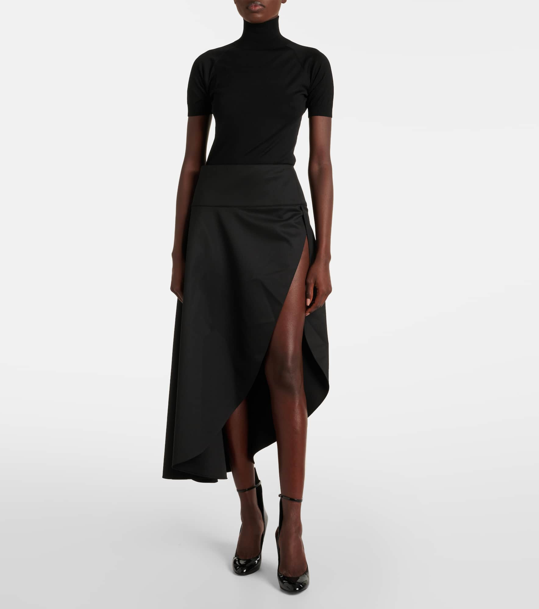Asymmetric wool midi skirt - 2
