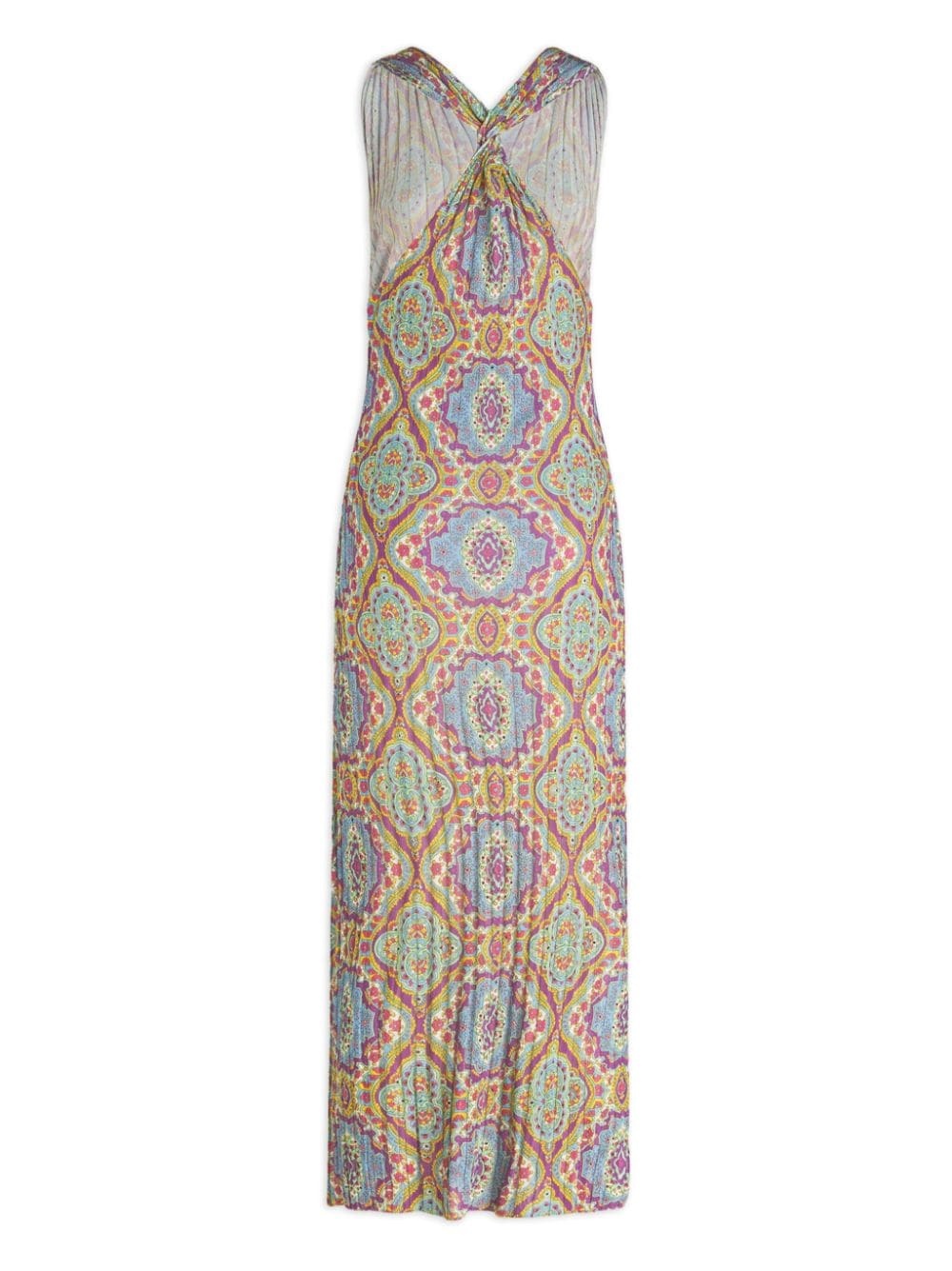 medallion-print pleated midi-dress - 7