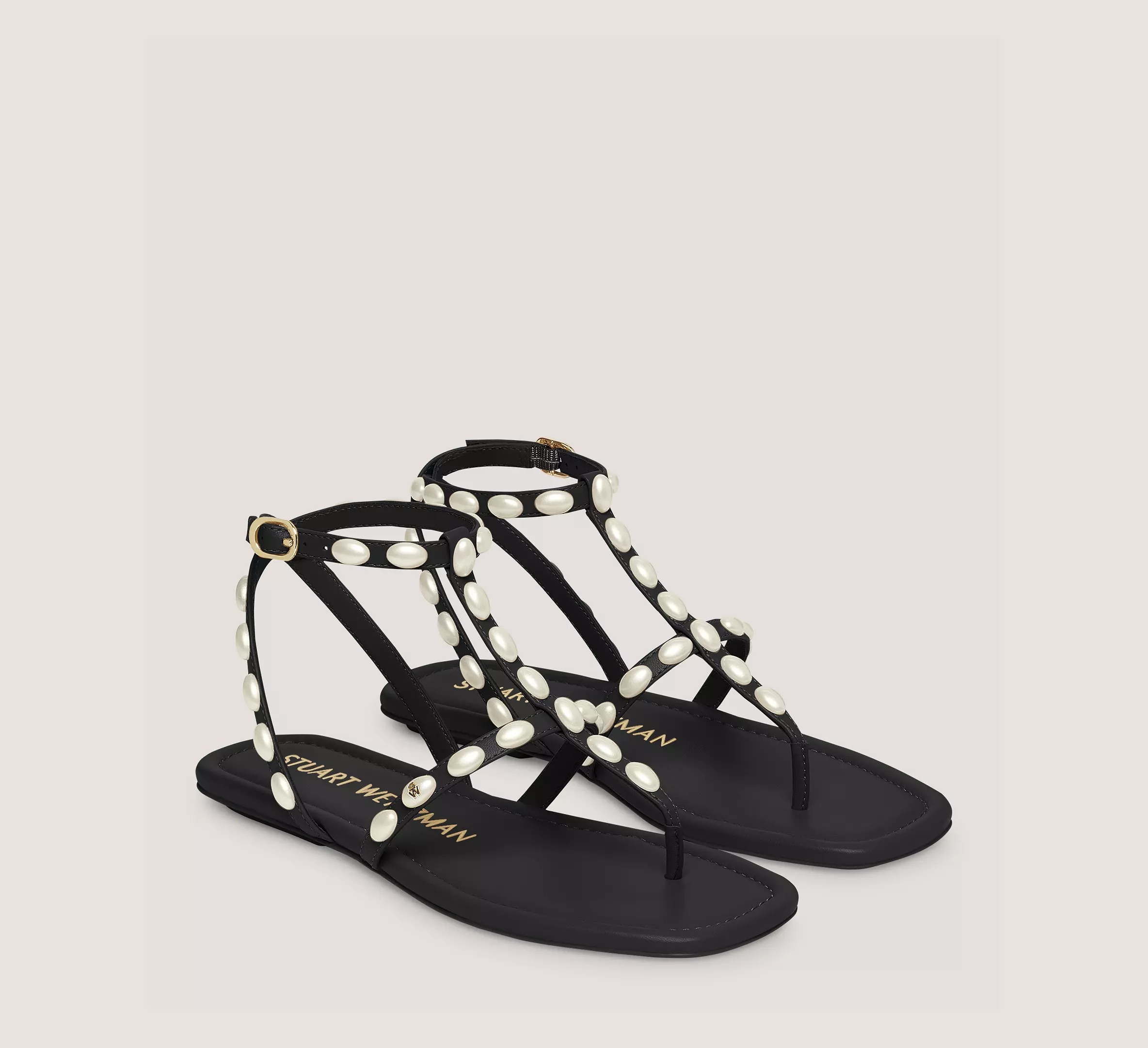 サンダル・ミュール Stuart Weitzman PEARLITA - Sandal with pearls (SH541 PY1) Stuart Weitzman Pearlita SH529-PY1 Sandal Women's 8 Gold