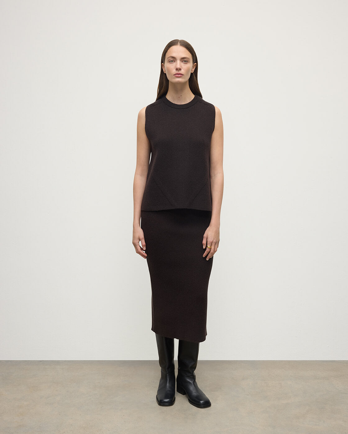 Cashmere Brown Midi Skirt - 2