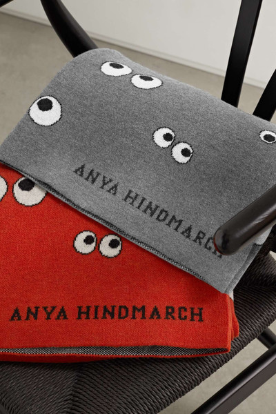 Anya Hindmarch All Over Eyes intarsia wool-blend throw outlook