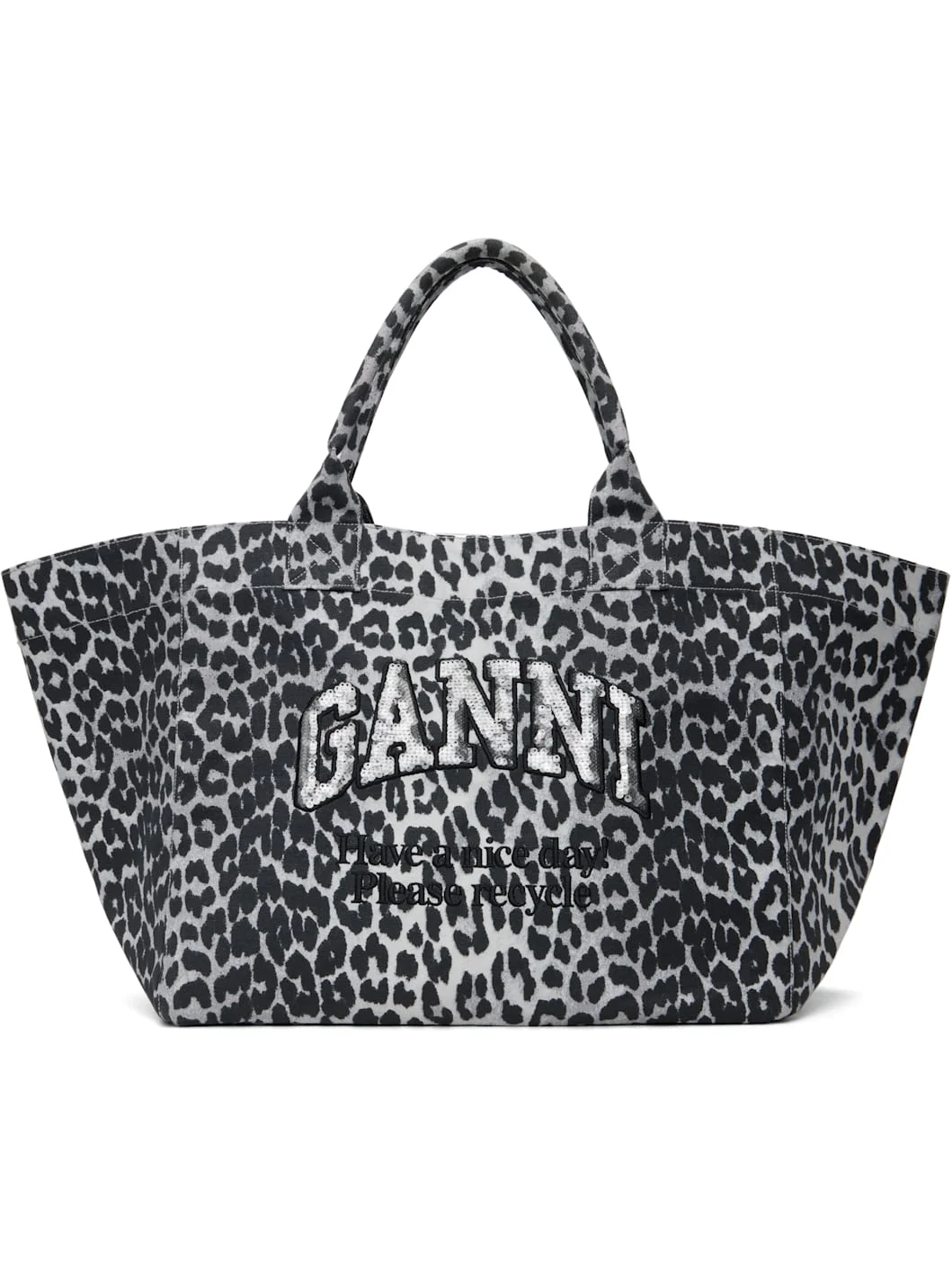 Gray Leopard Sequin XXL Tote - 1