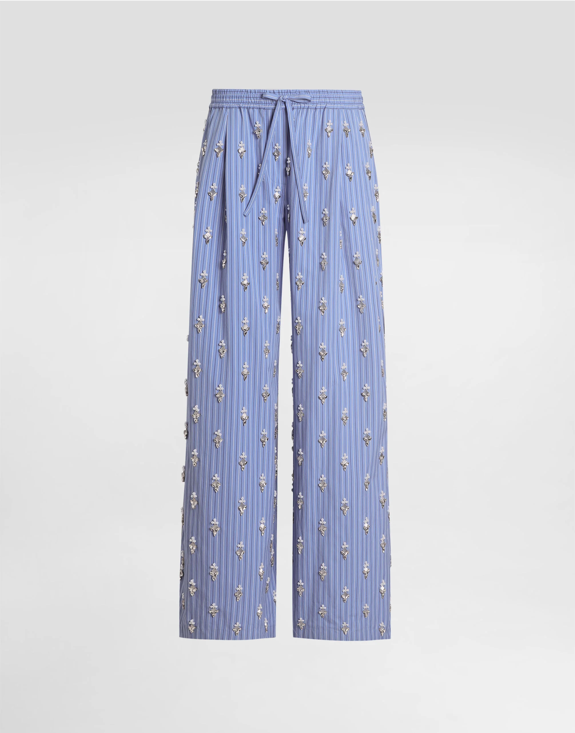 Poplin trousers with crystal flower embroidery - 1