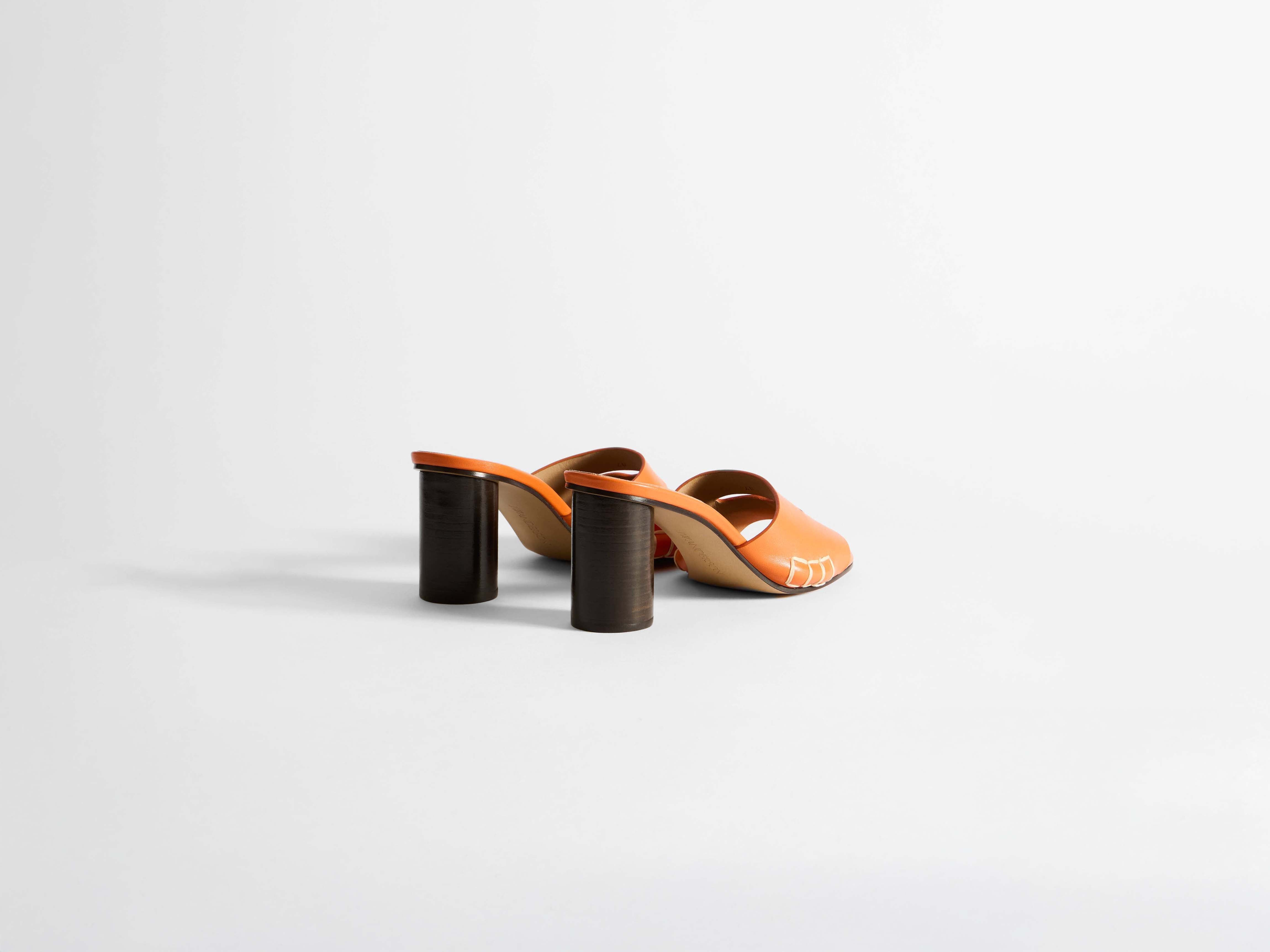 WOMENS LOAFER MULE HEELED SANDAL IN ORANGE - 3