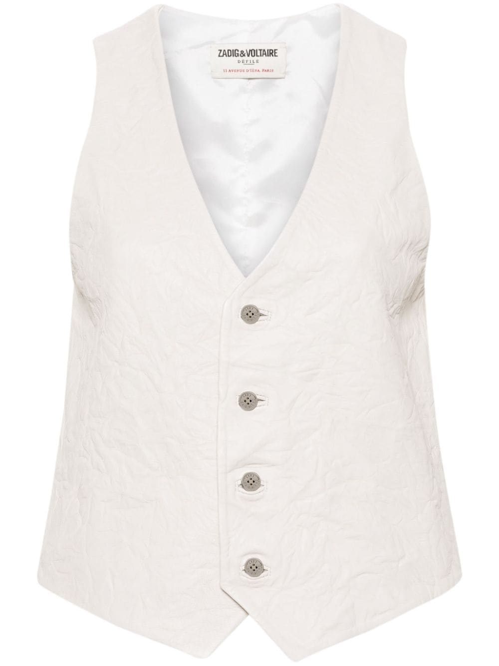 Emilie crinkled leather waistcoat - 1