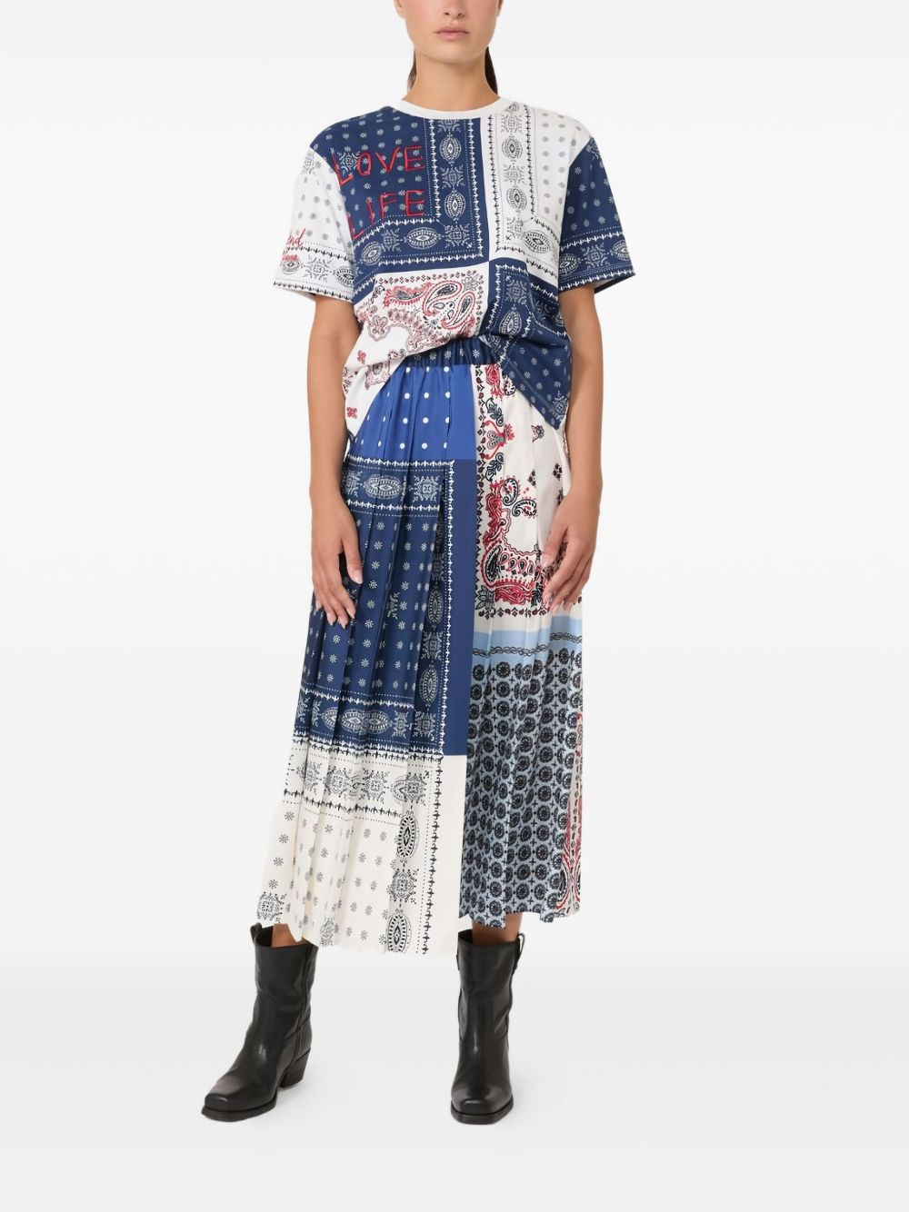 Luna printed pleated midi skirt - 2