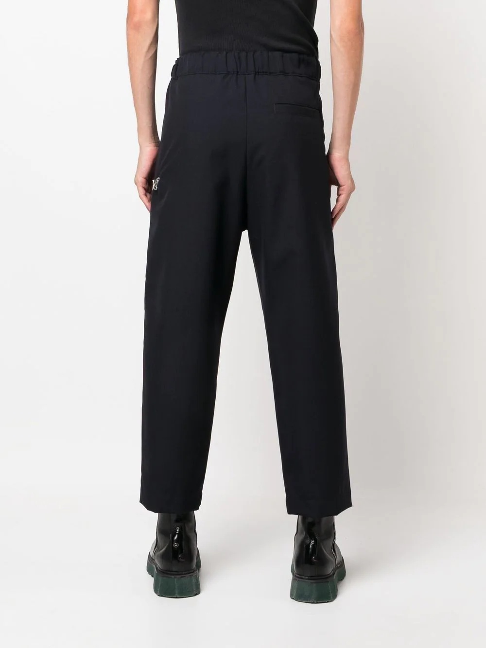 belted-waist cotton trousers - 4