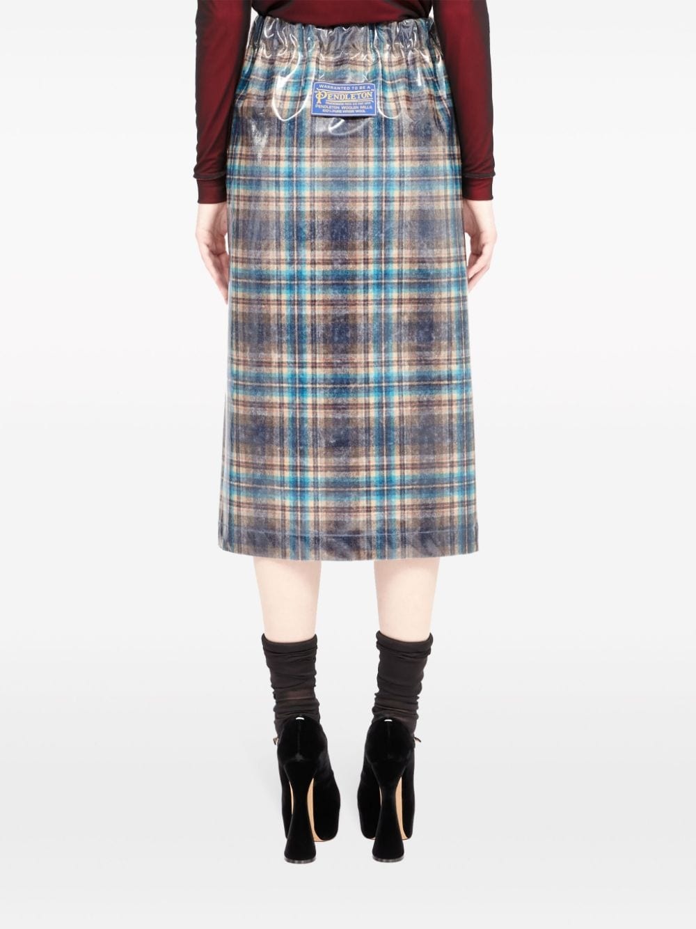 x Pendleton checked lacquered skirt - 6