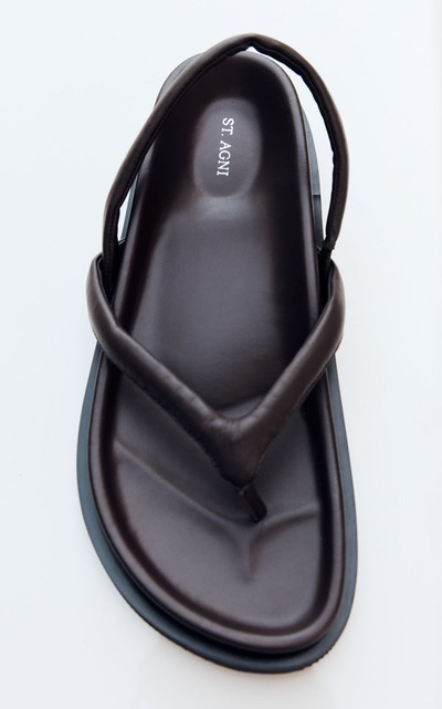 ST. AGNI Slingback Leather Thong Sandals brown outlook