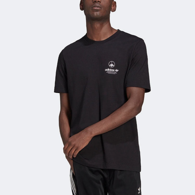 adidas Men's adidas originals Solid Color Alphabet Logo Pattern Round Neck Short Sleeve Black T-Shirt HF490 outlook