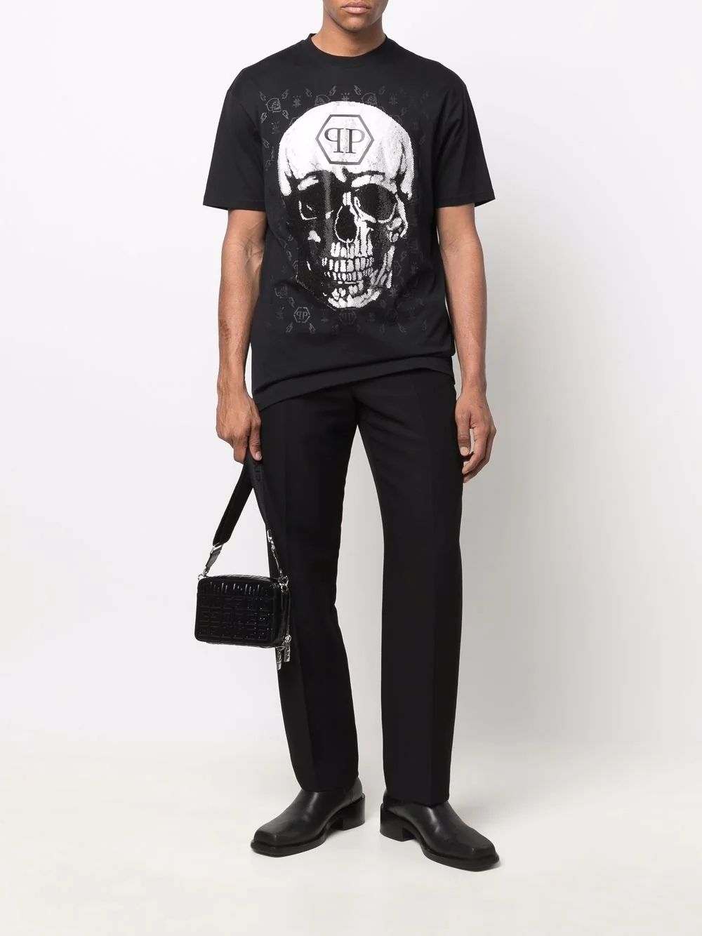 gem-embellished skull logo-graphic T-shirt - 2