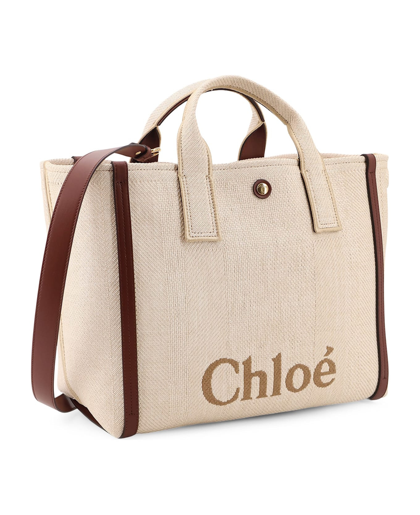 Chloè Carry Canvas Shoulder Bag With Logo Embroidery - 3