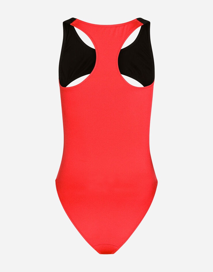Two-tone racer-style one-piece swimsuit - 2