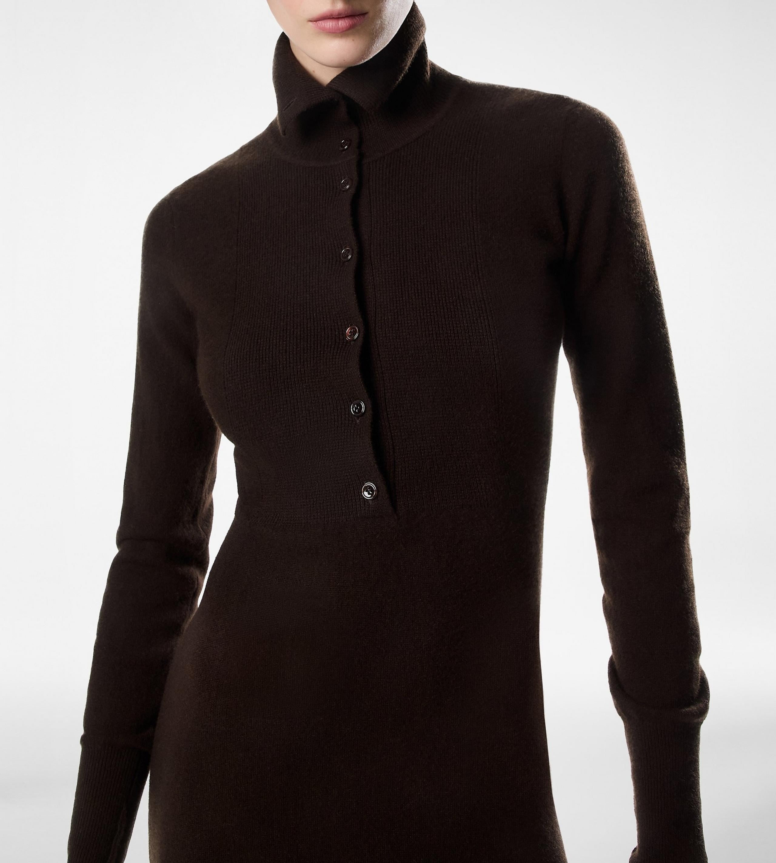LONG OPEN TURTLENECK CASHMERE DRESS - 2