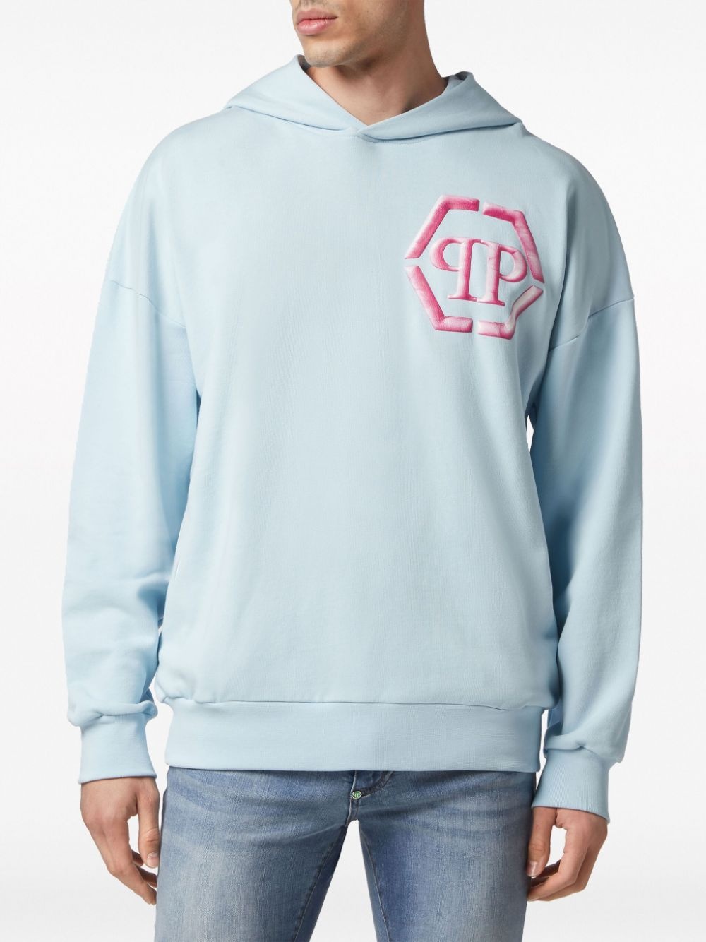 logo-embroidered cotton hoodie - 3