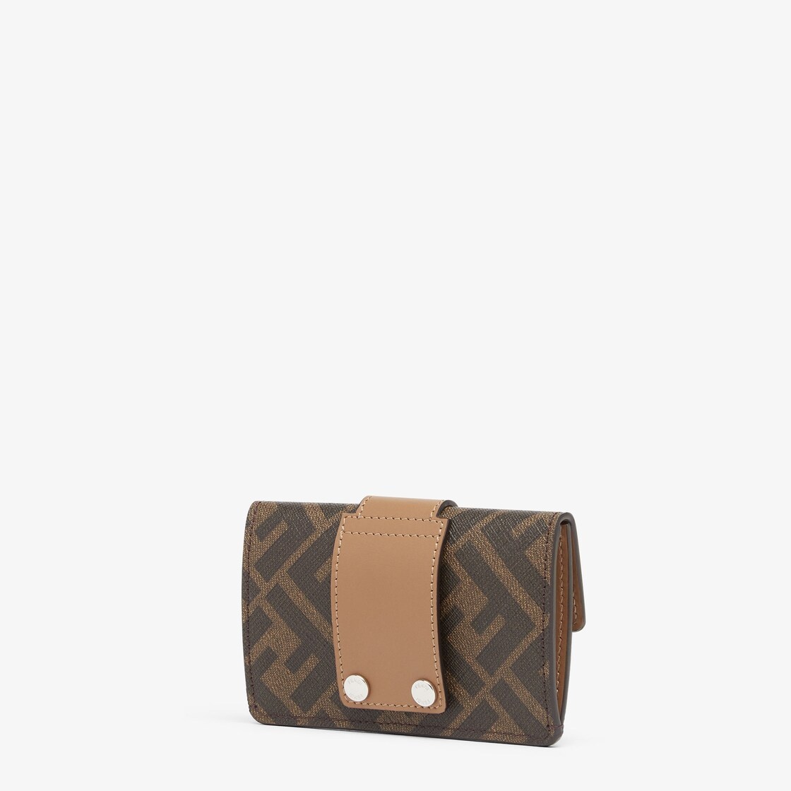 Baguette card holder with square flap and FF magnetic clasp. Can be worn on the waist. Made of textu - 2