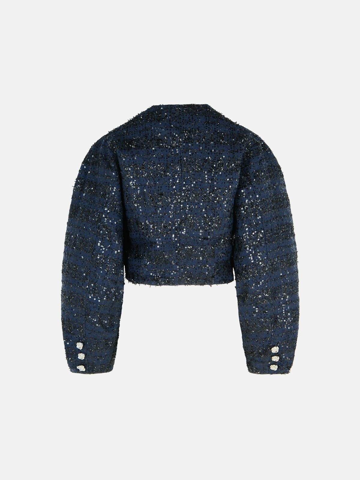 DARK BLUE POLYESTER SHORT JACKET - 3