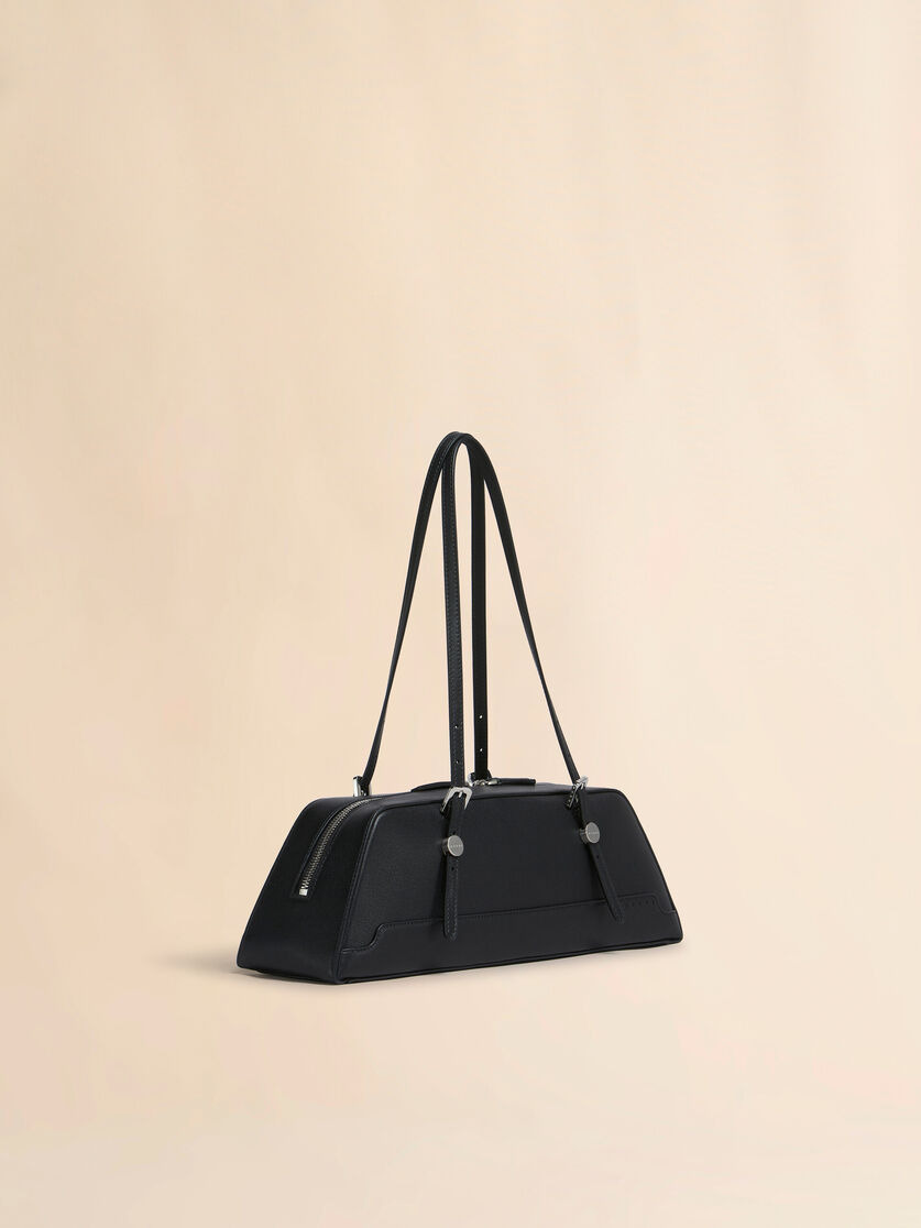 BLACK LEATHER DOT LONG DUFFLE BAG - 6