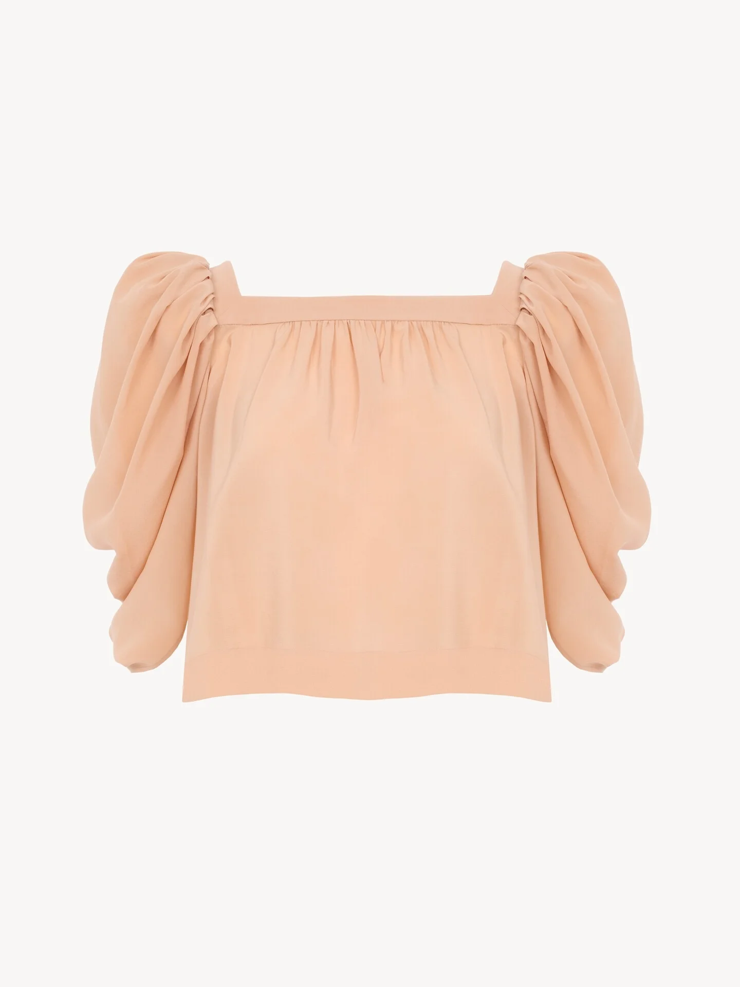 PUFF-SLEEVE PLEATED TOP IN CRÊPE DE CHINE - 1