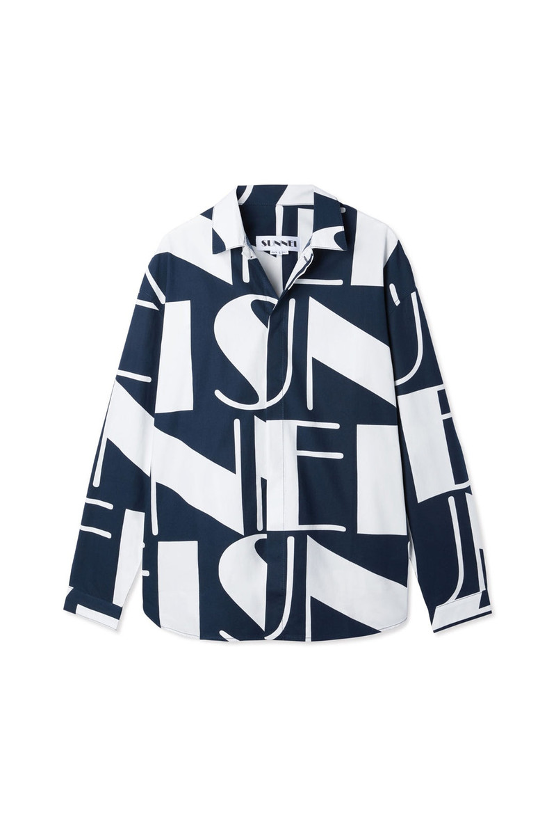 MAXI LOGO ALLOVER SHIRT / blue & cream 1