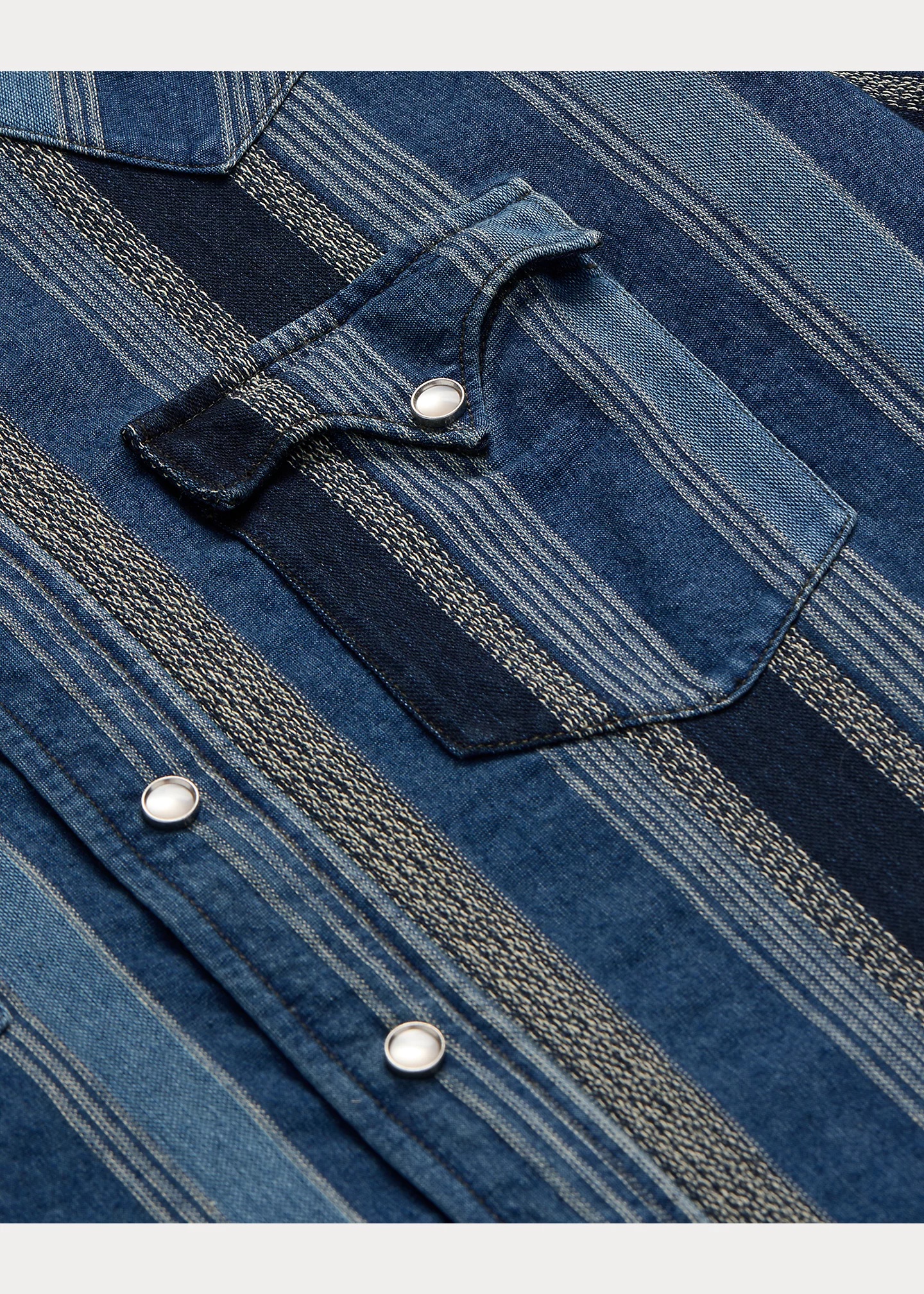 Slim Fit Indigo Striped Western Shirt - 7