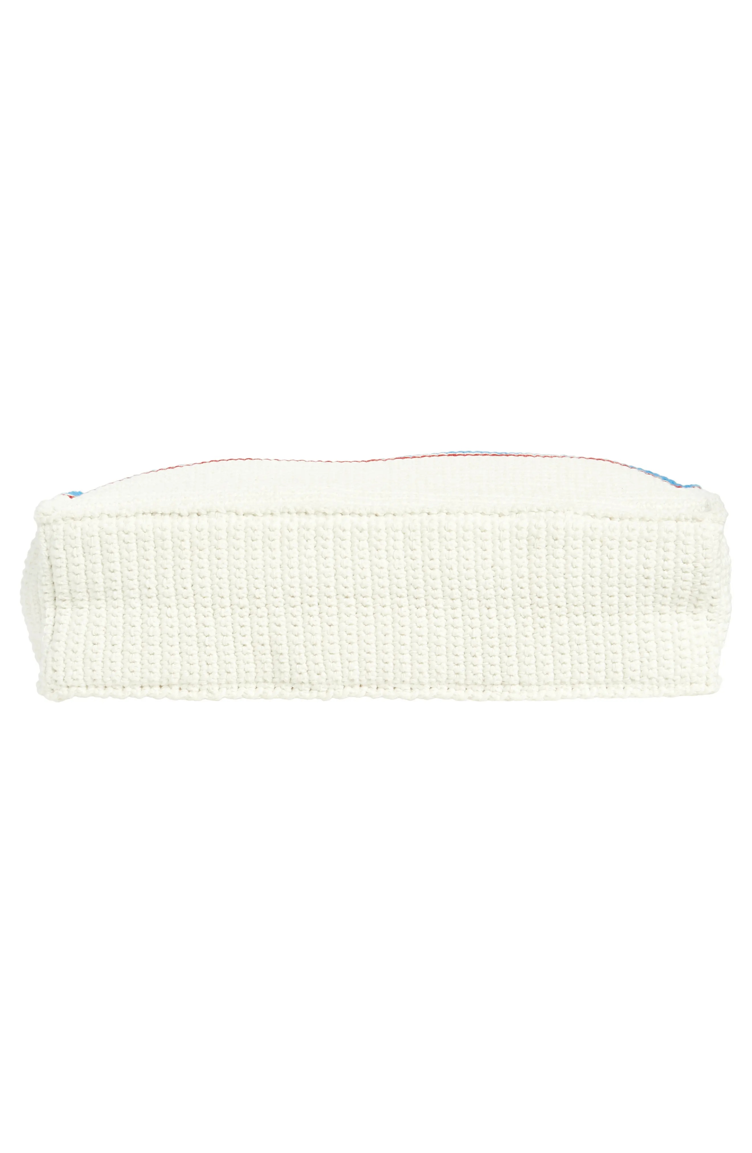 Stripe Crochet Tote Bag in White /Blue Multi - 5