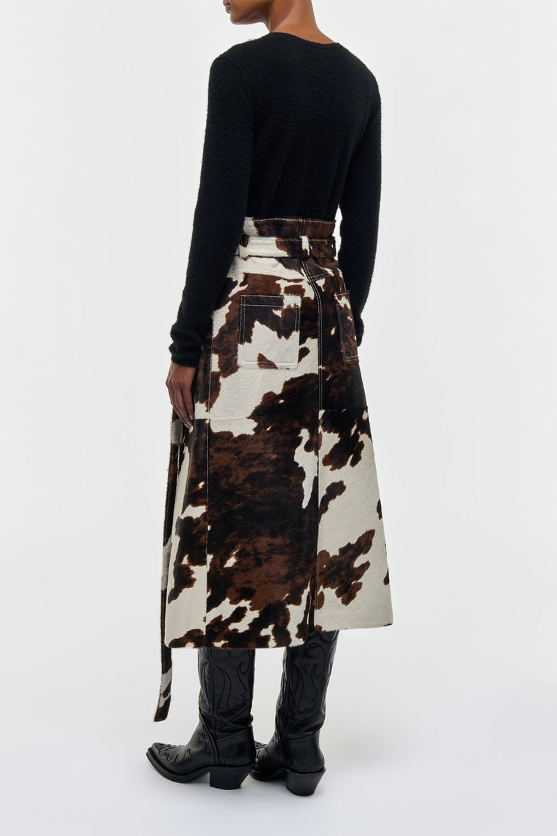 Idalia Wrap Midi Skirt in Ivory Cognac Multi Pony Hair 5