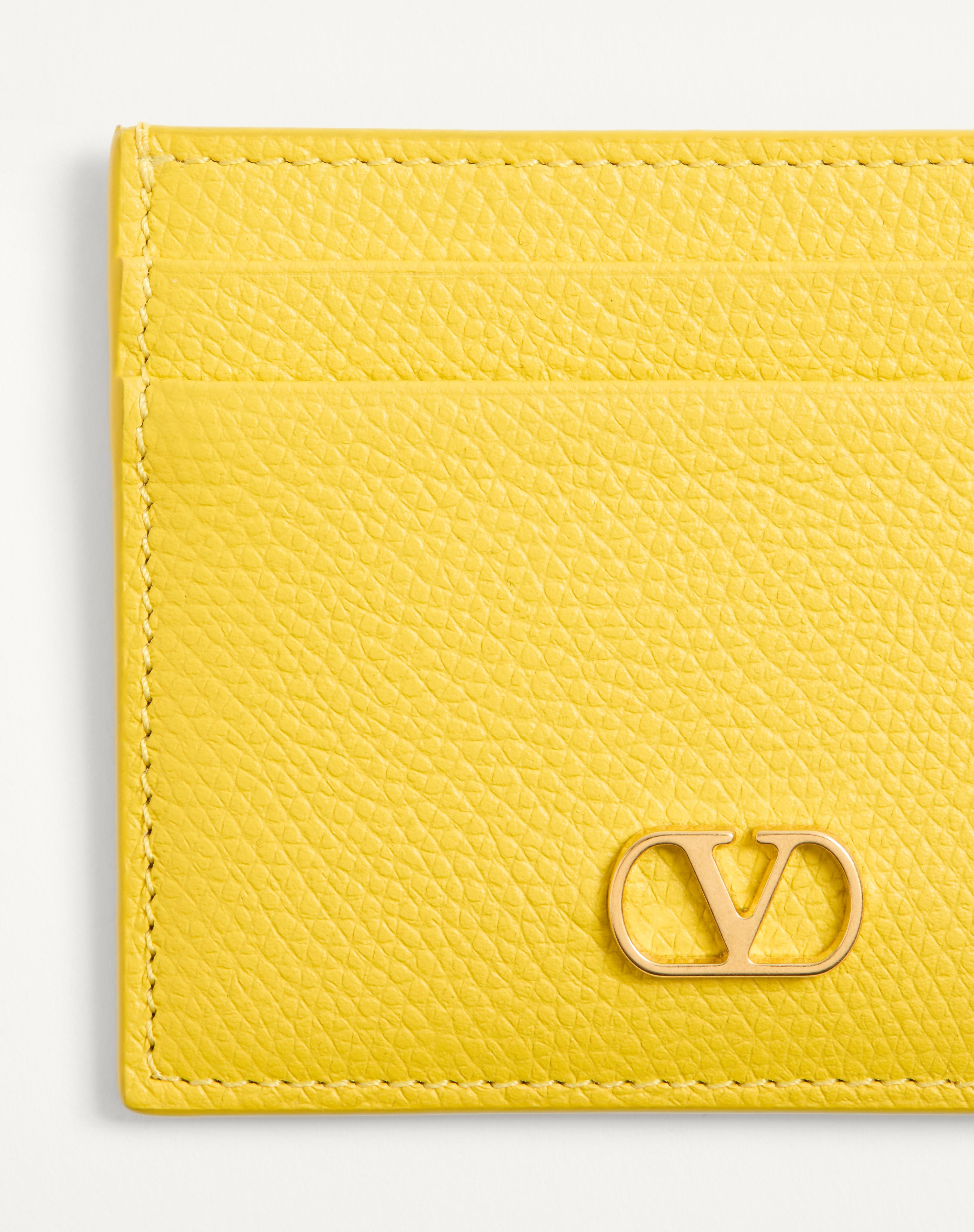 VLOGO SIGNATURE GRAINY CALFSKIN CARD HOLDER - 2