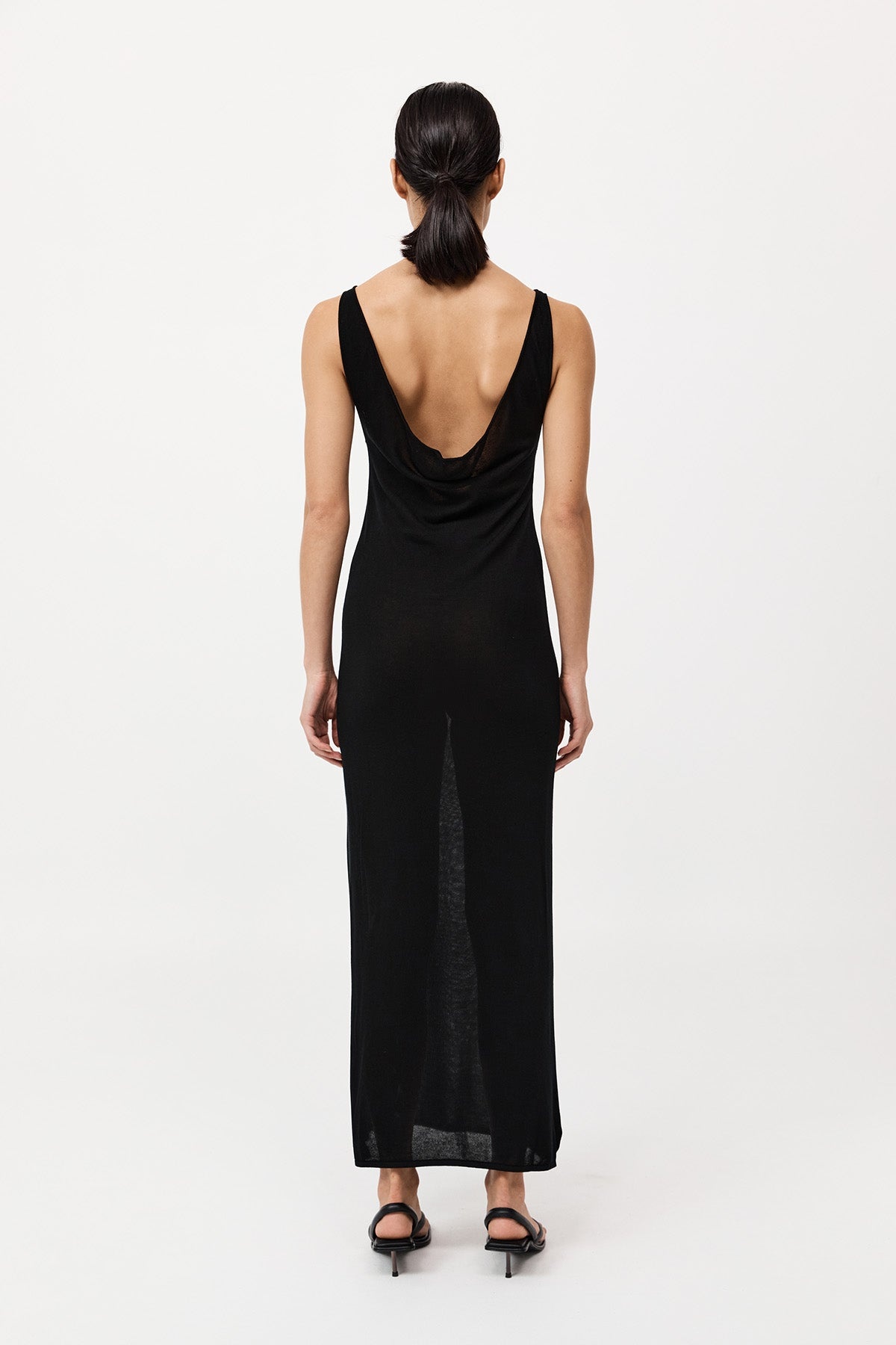 Cowl Back Cami Dress - Black - 5