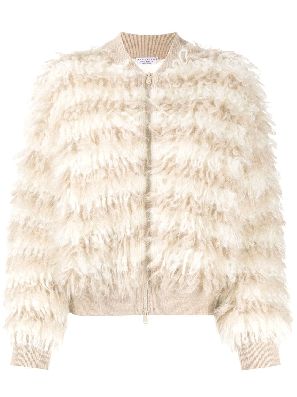 shearling striped bomber jacket - 1