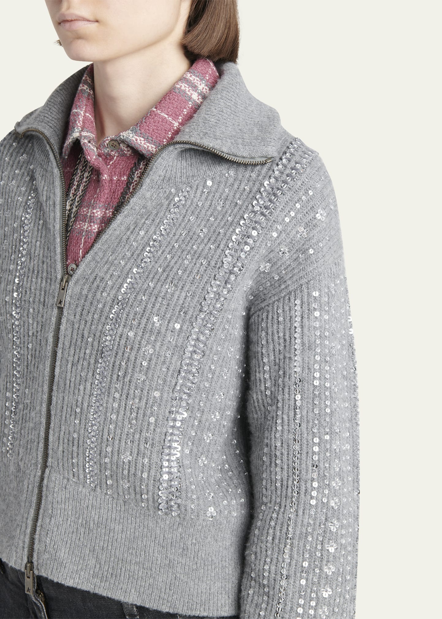 Journey Sequined Full Zip Sweater - 5