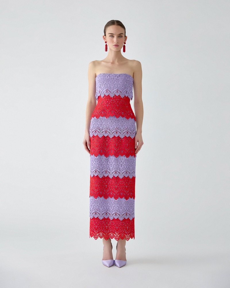 CAROLINA HERRERA Lace Trim Strapless Maxi Dress outlook