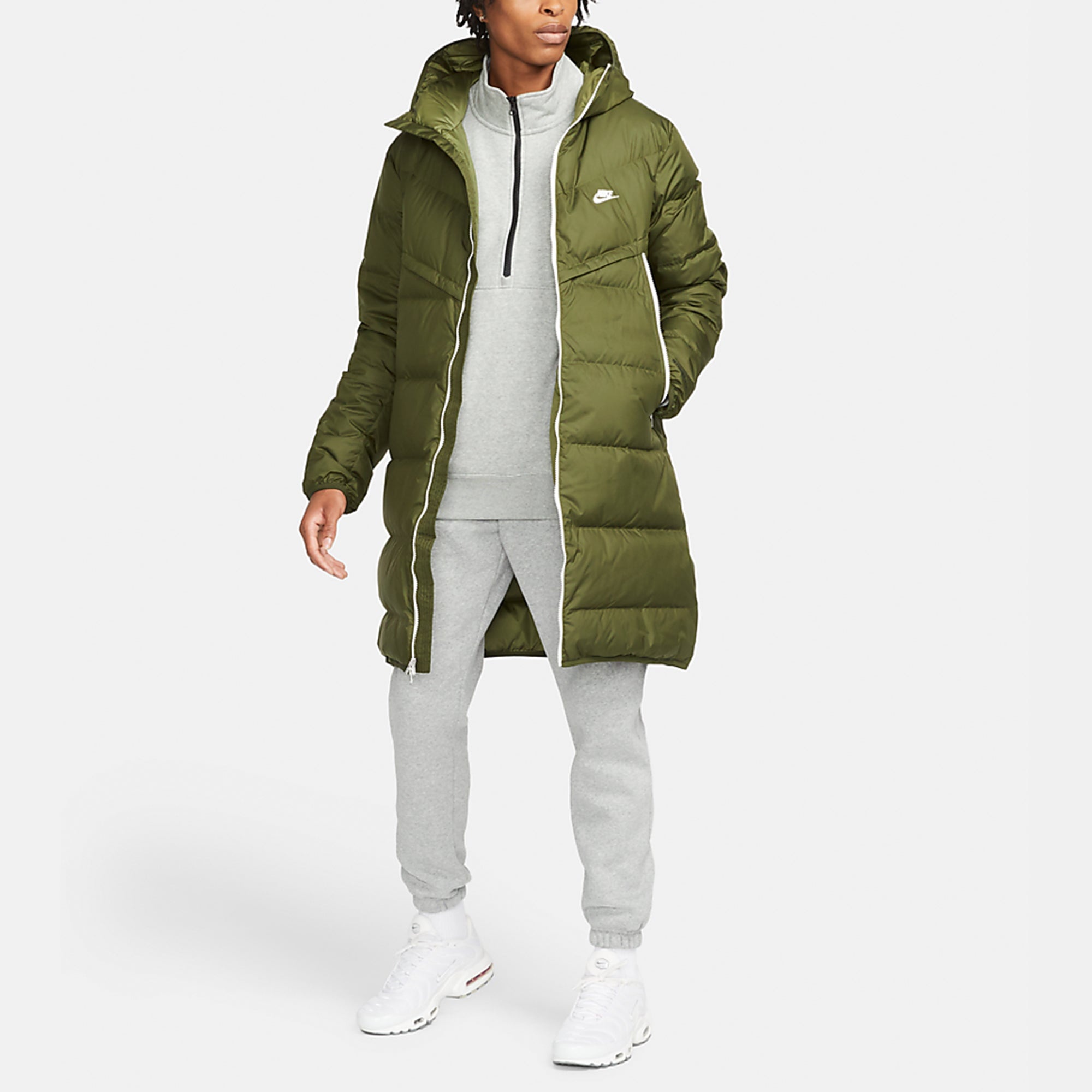 Nike Logo Sports Hooded Down Coat 'Military Green' DD6789-326 - 3