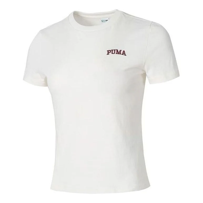 (WMNS) PUMA Wordmark Logo T-shirt Small Fit 'White' 630356-65 - 1
