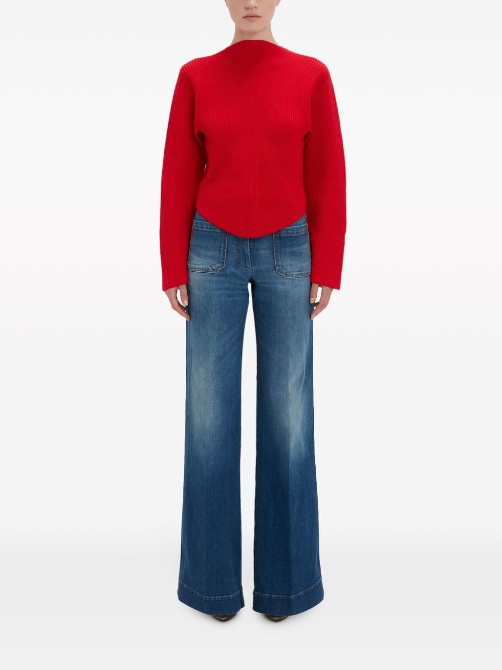 logo-embroidered wool-blend jumper - 2