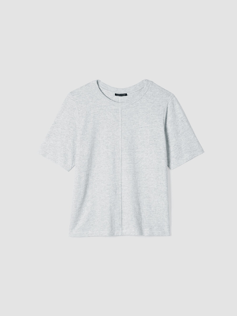 Organic Cotton Jacquard Crew Neck Top 1
