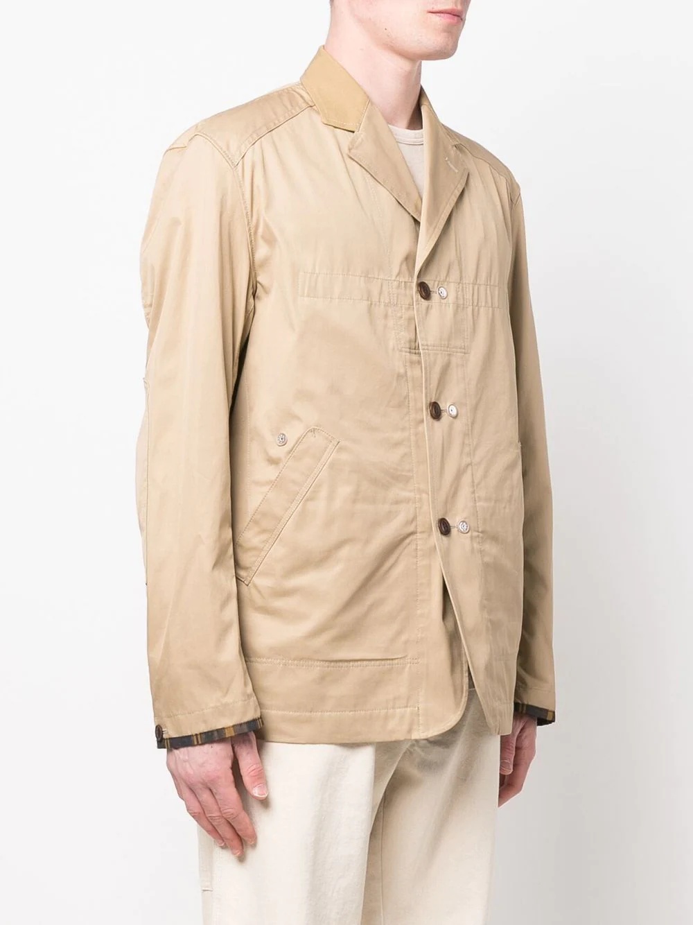 notched-collar button-up jacket - 3