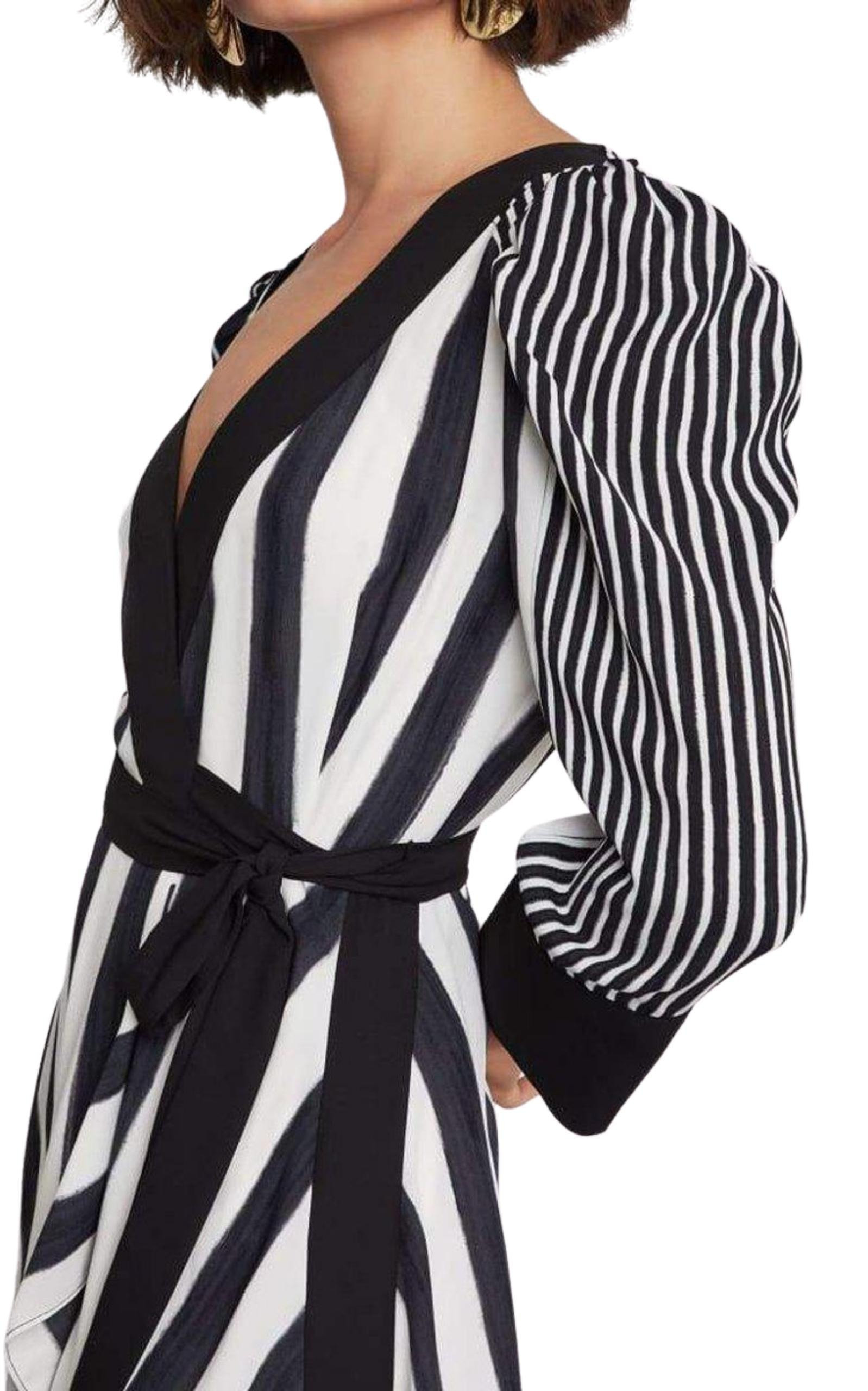 BCBGMAXAZRIA - Costa Stripe Faux Wrap Dress - 3