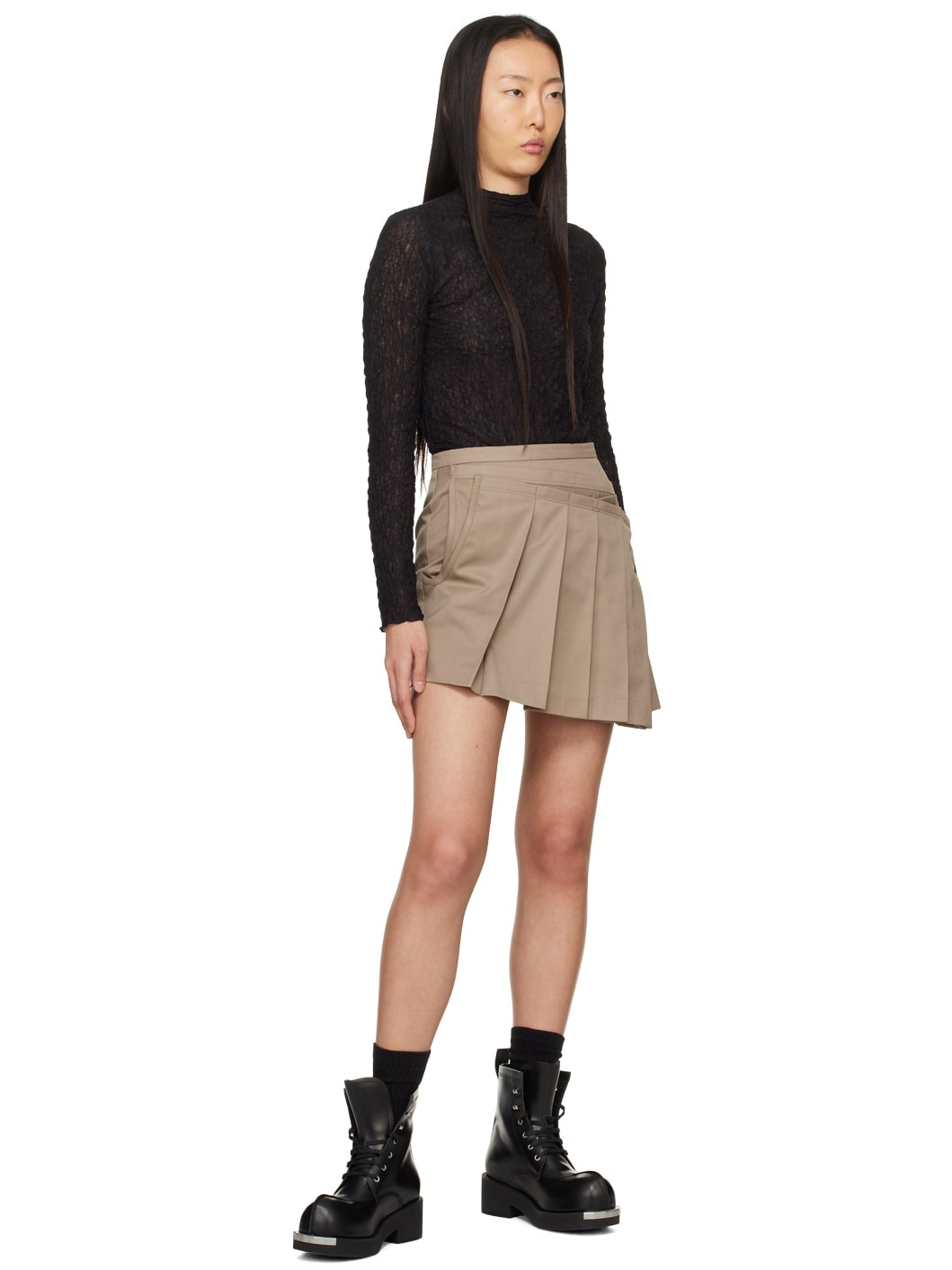 Black Mock Neck Long Sleeve T-Shirt - 4