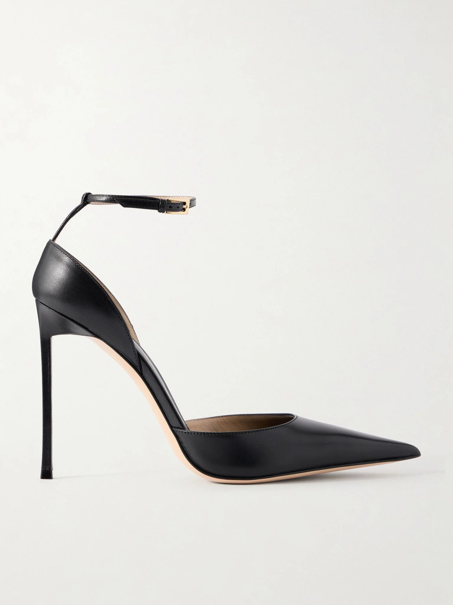 Pointed-toe matte leather pumps Black - 1