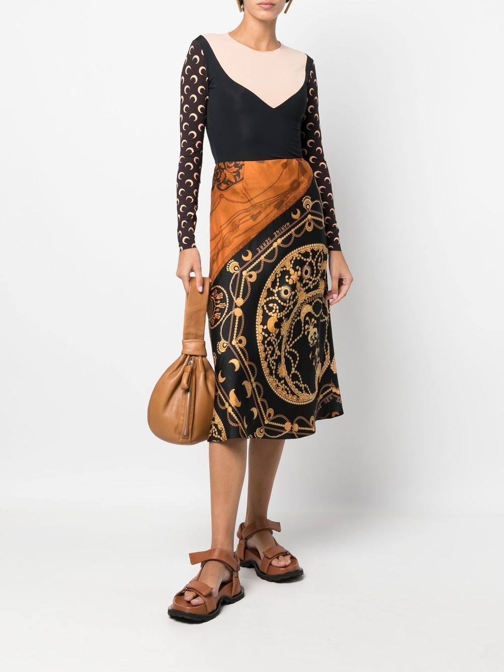 regenerated jewellery-print silk skirt - 2