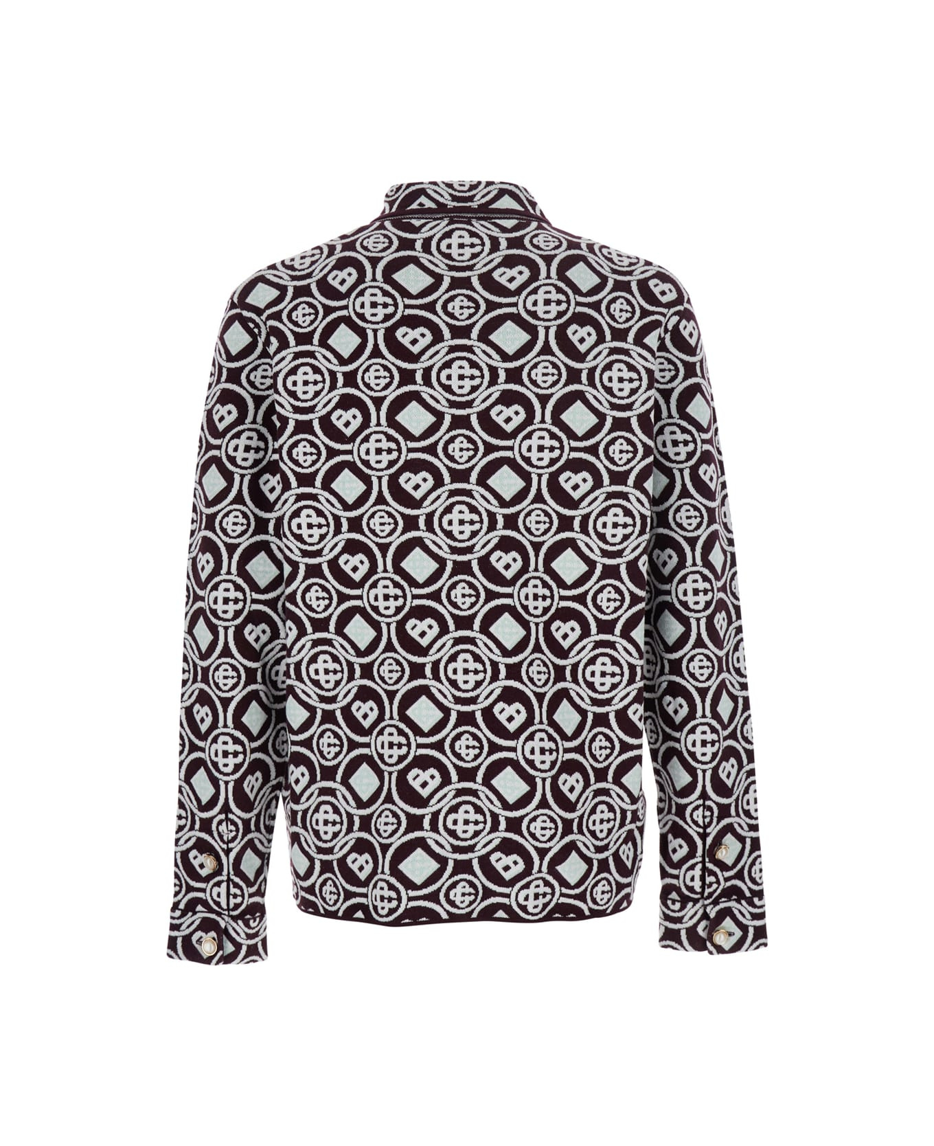 Bordeaux Shirt With Classic Collar And All-over Monogram In Cotton Man - 2