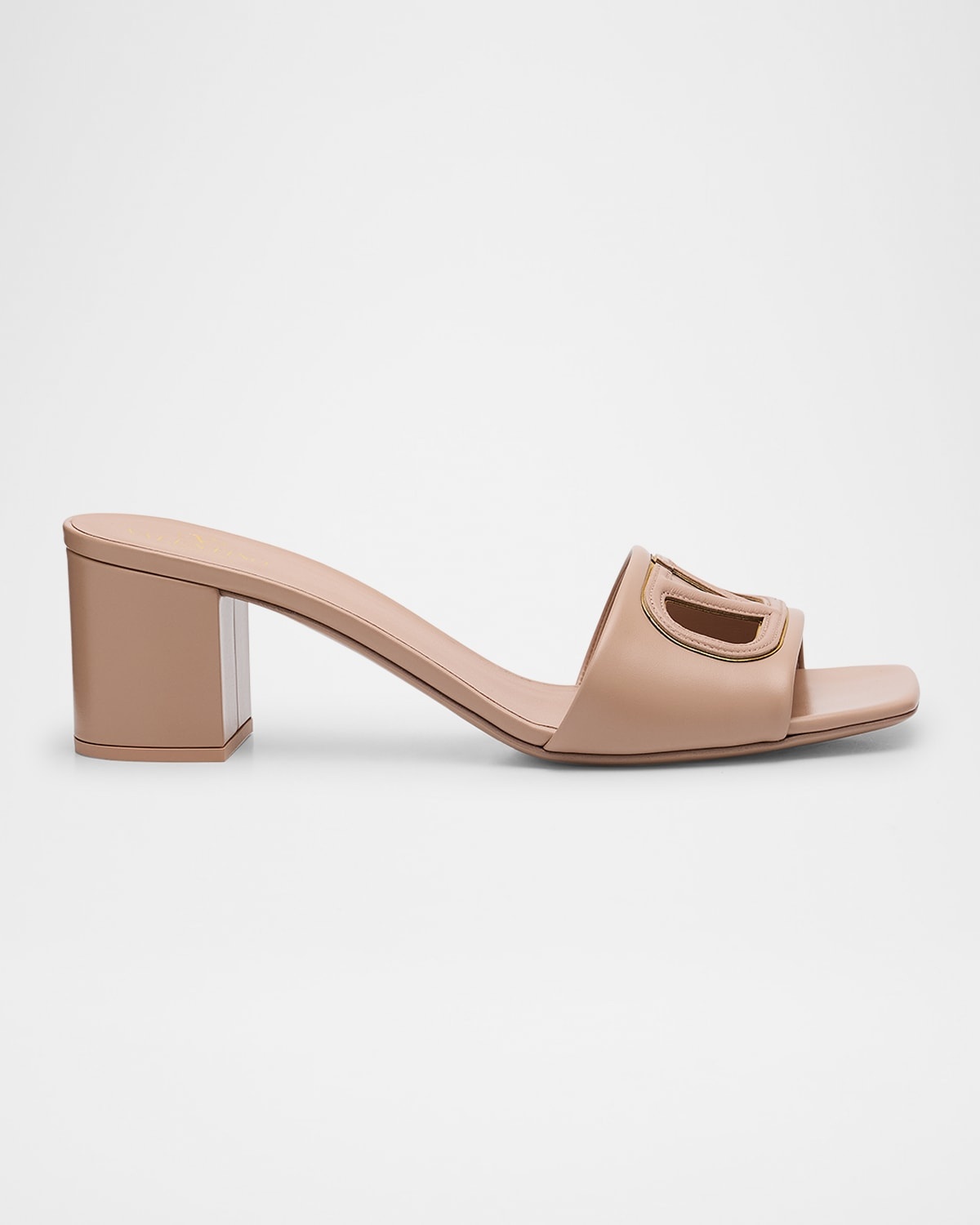 VLogo Leather Cutout Slide Sandals - 1