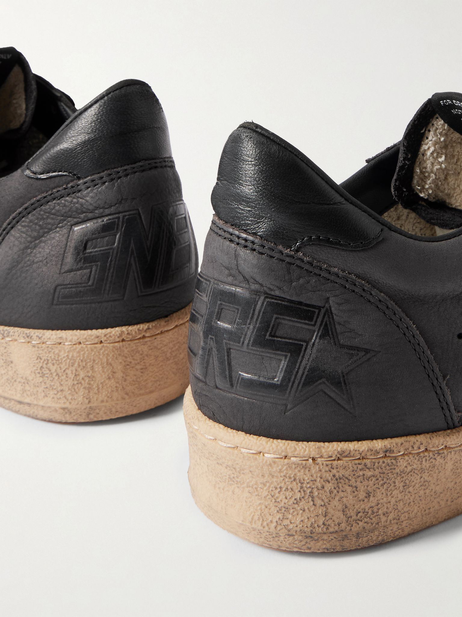 Ball Star Distressed Leather Sneakers Gray - 5