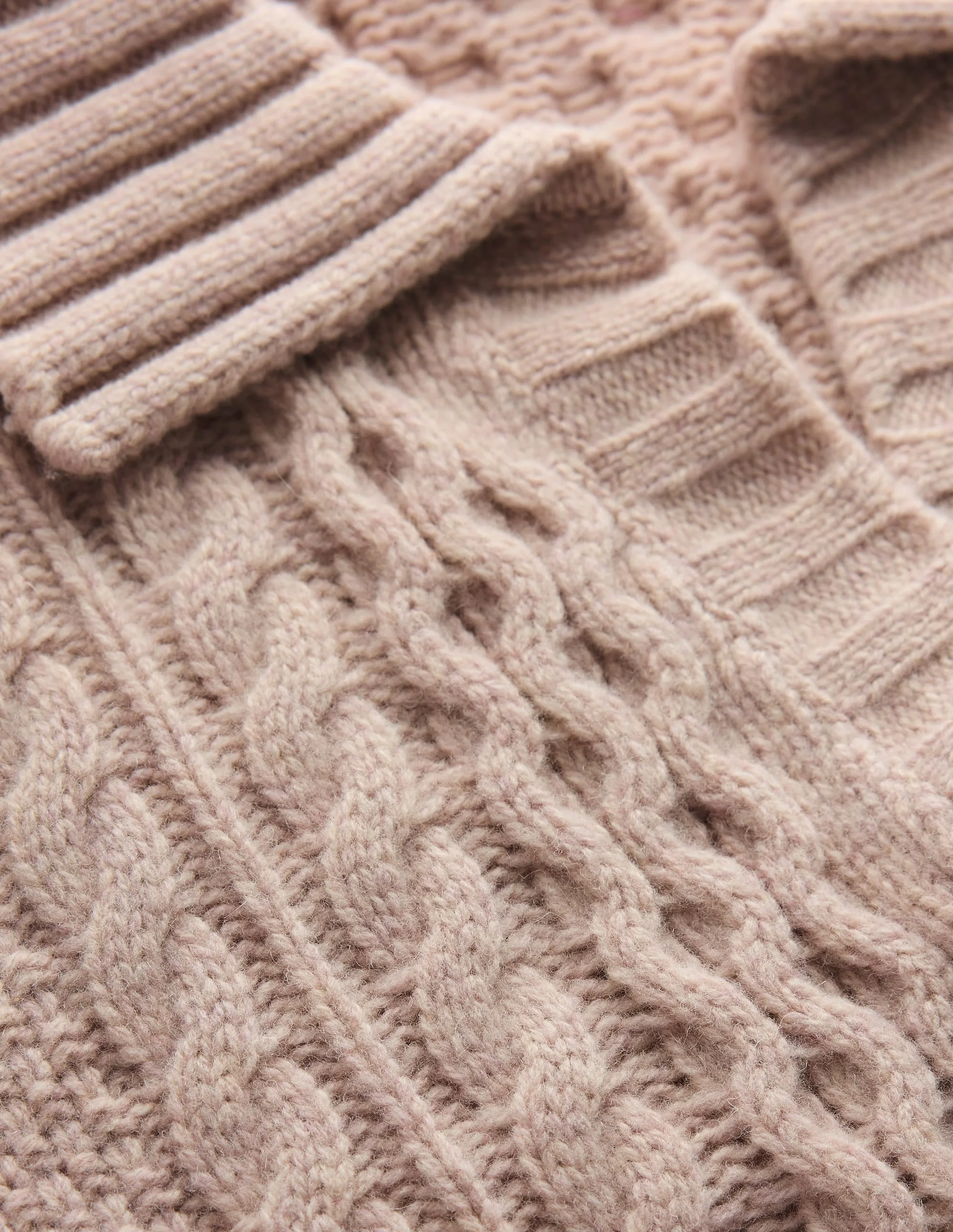 Collared Cable Knit Sweater-Oatmeal - 1