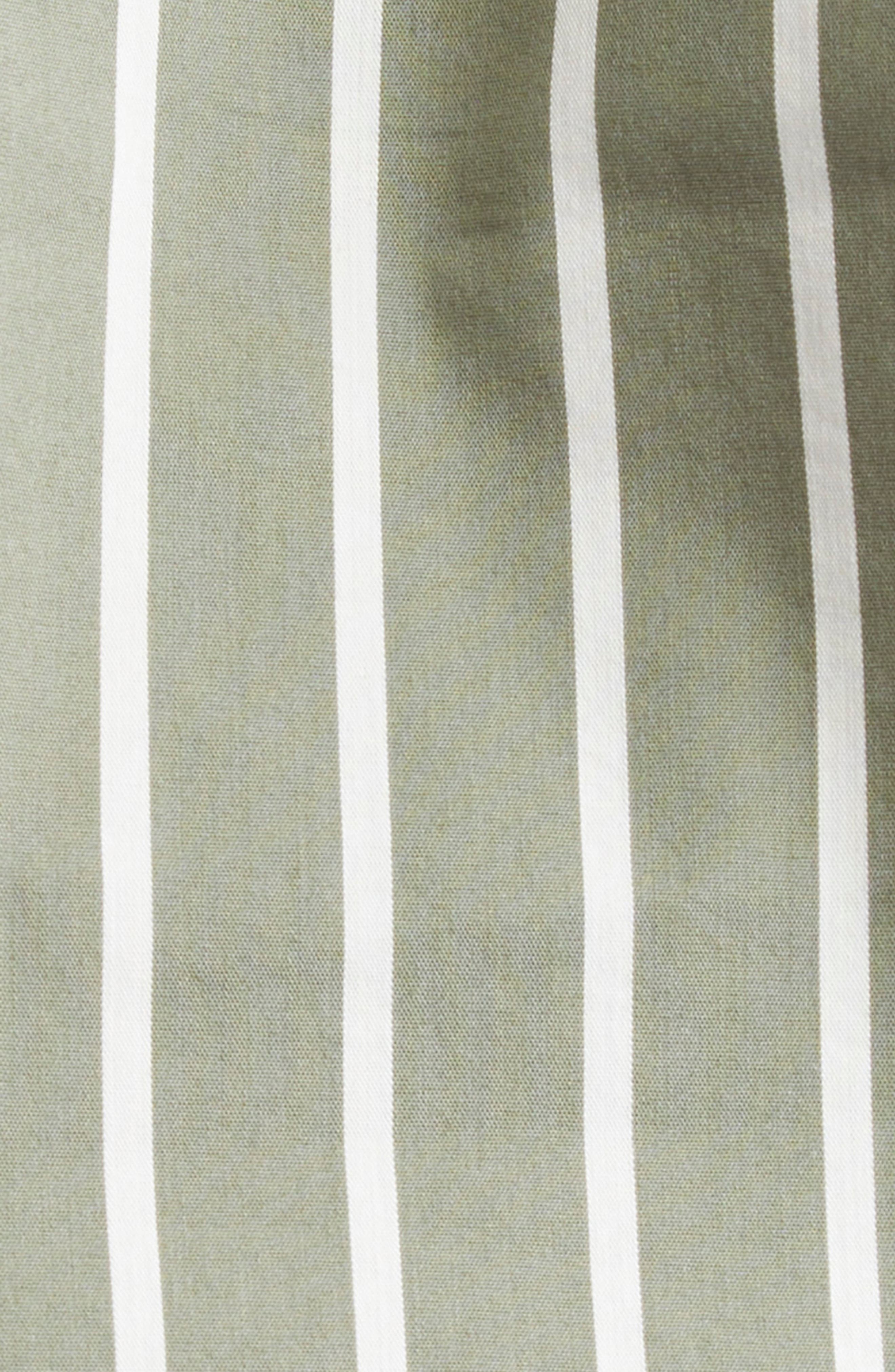 Veronica Beard Devra Stripe Ruched Cotton Blend Button-Up Shirt in Stone Army White at Nordstrom - 7