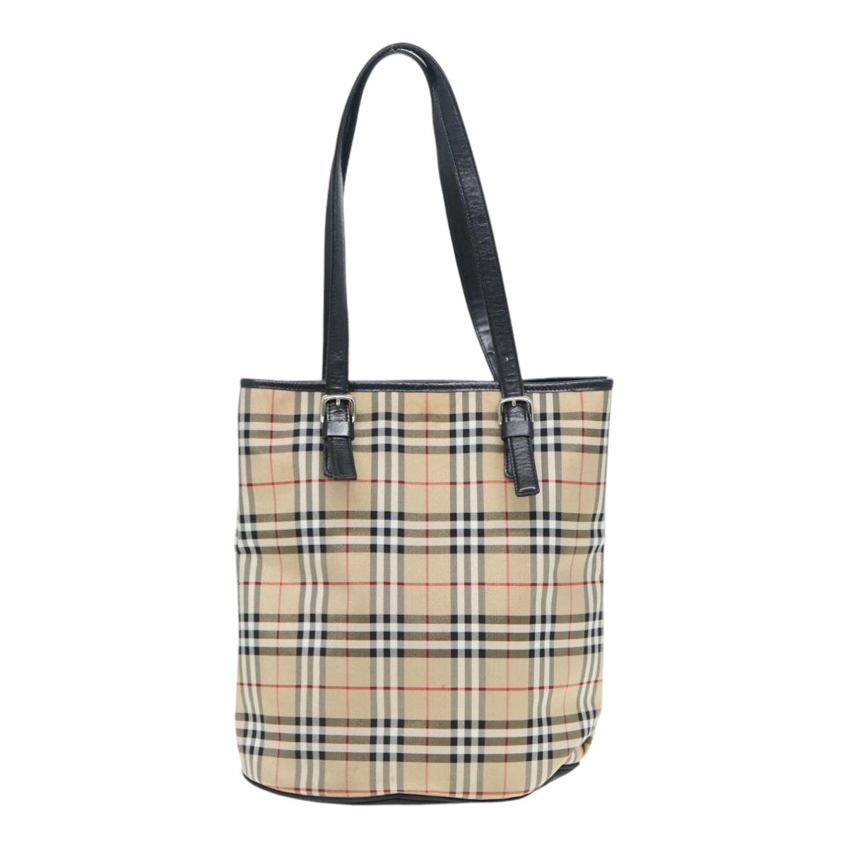 Burberry Nova Check Blue Label Tote Bag Nylon Beige Silver - 2