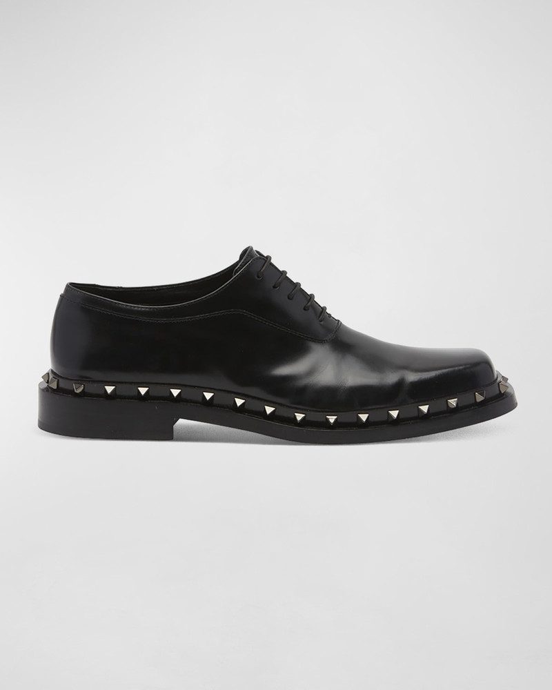 Men's Rockstud Leather Derby Shoes - 1